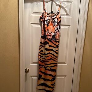 SHEIN Orange and Black Tiger Print Dress